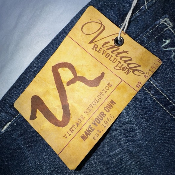 NWT Vintage Revolution Bell Flare Blue Stretch Jeans Denim 5 Pocket Sz 28 - Picture 9 of 12